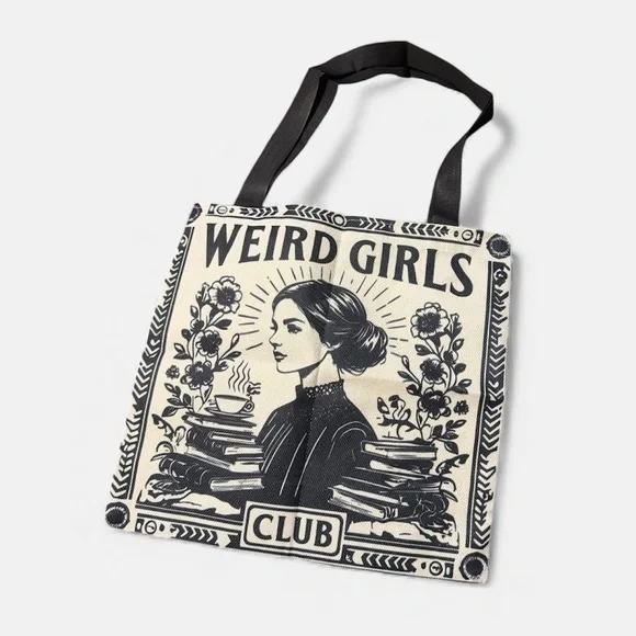 Weird Girls Club Black and White Tote Bag - Picture 2 of 5